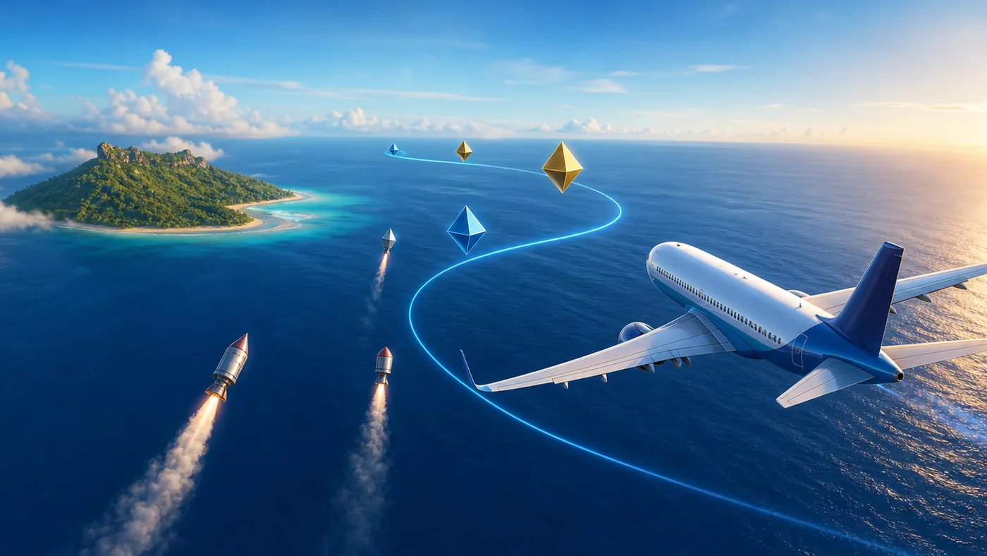 Aviamasters 2: aircraft following a randomized route toward an island